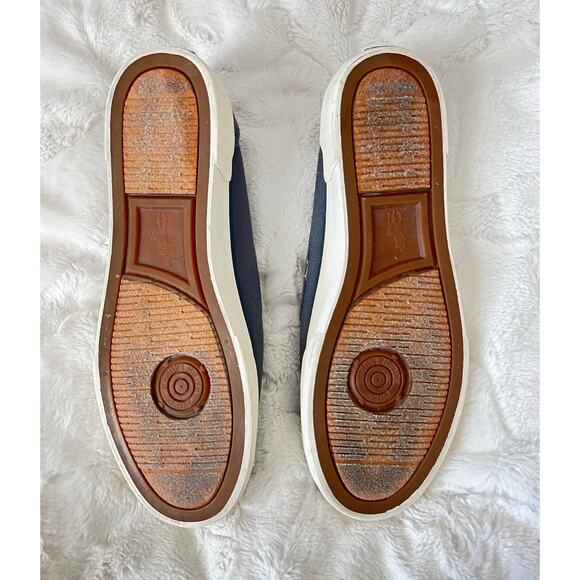 Ralph Lauren Polo Canvas SANDER Blue Slip On Boat Shoes Mens 9.5 Leather Laces - Picture 7 of 10